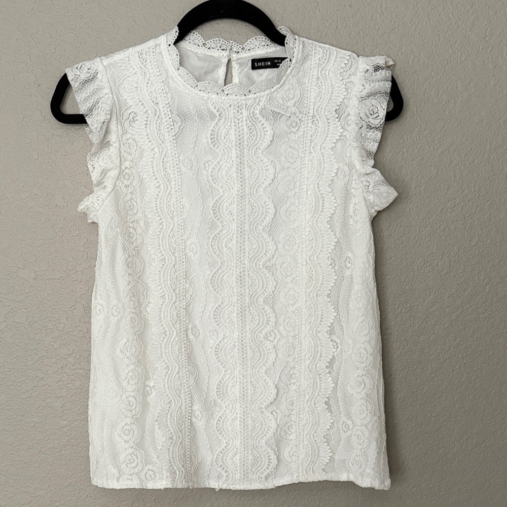 SHEIN Ivory Lace Blouse